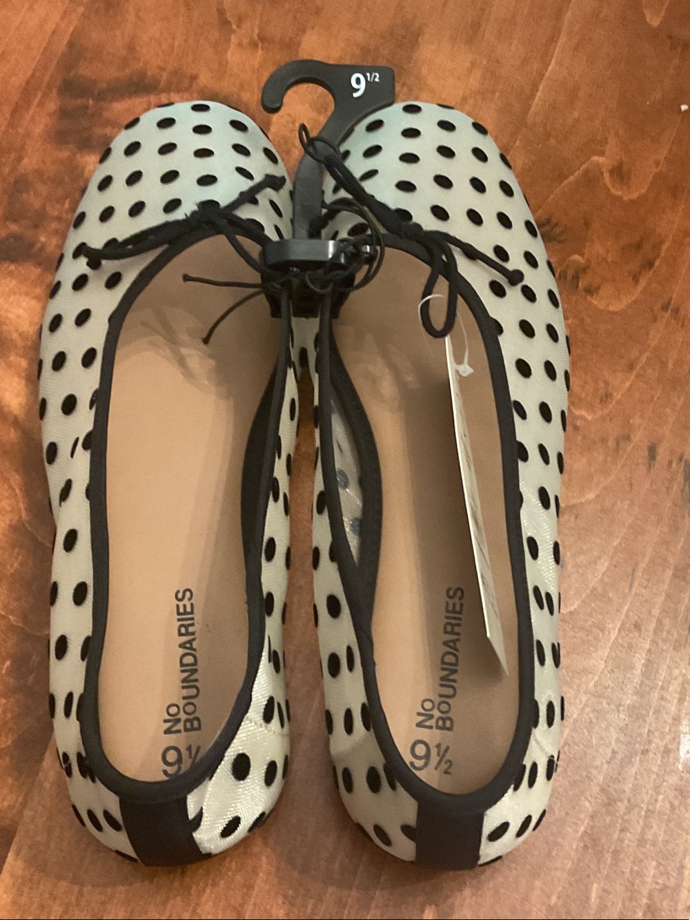No Boundaries Black & White Polka Dot Ballet Flats with Bow